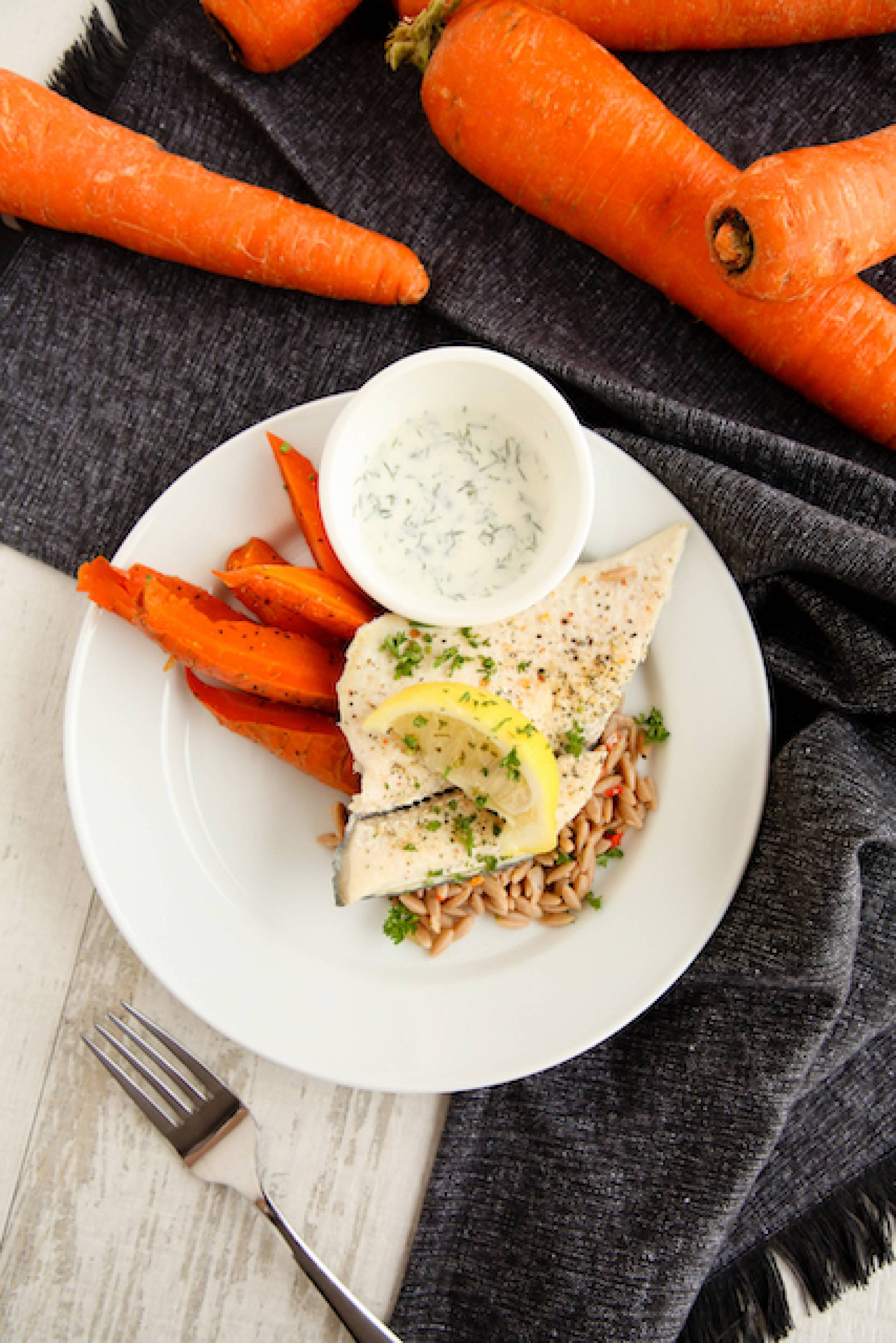 Rainbow Trout with Whole Roasted Carrots