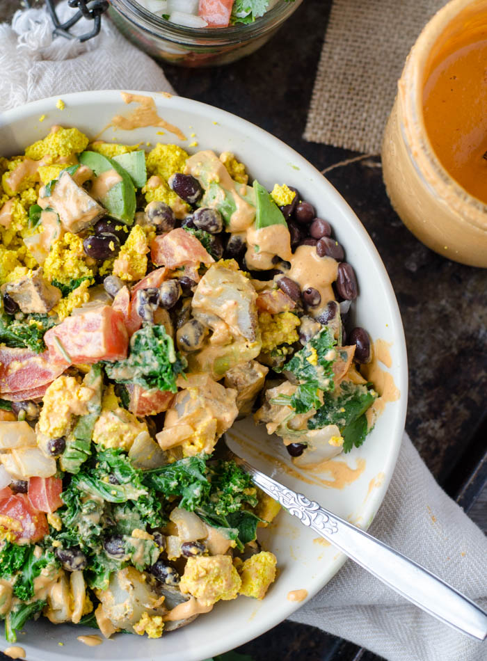 Breakfast Burrito Bowl with Chipotle Dip (Low Carb)